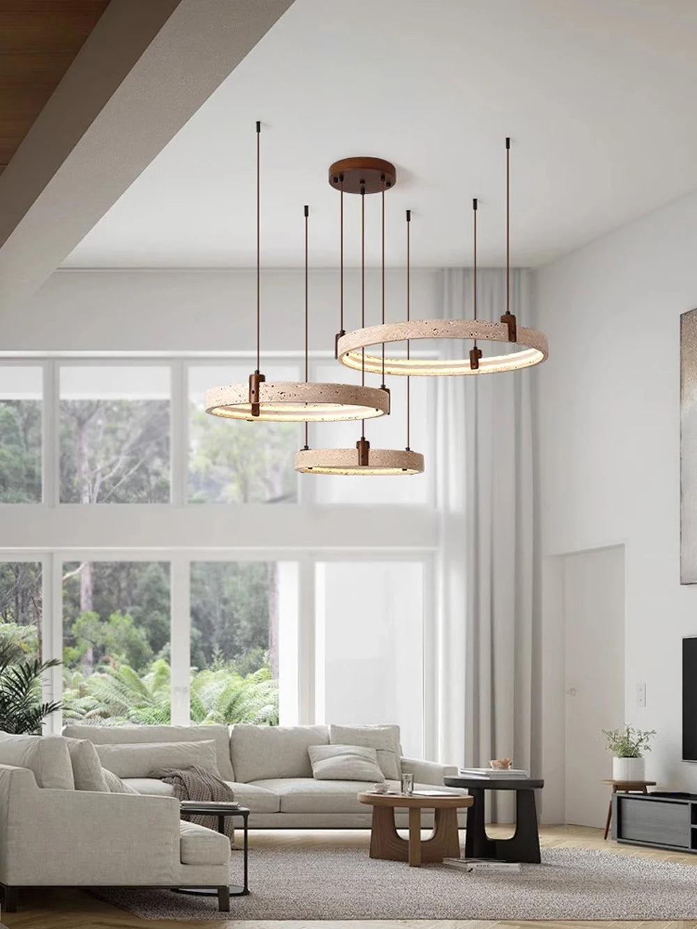 The Aurelia Travertine Ring Pendant Chandelier