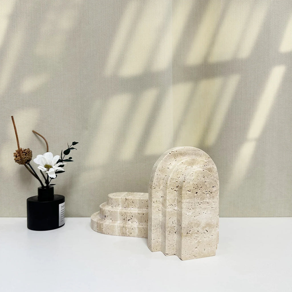Petra Arched Travertine Stone Bookends
