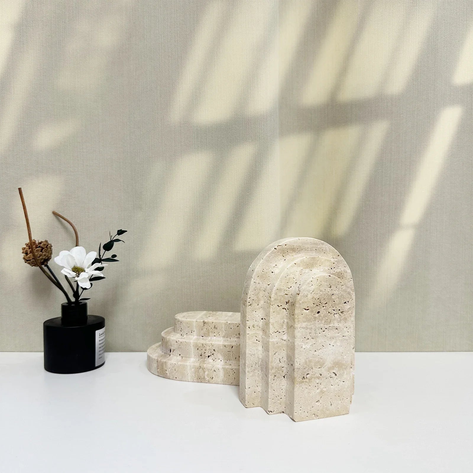 Petra Arched Travertine Stone Bookends