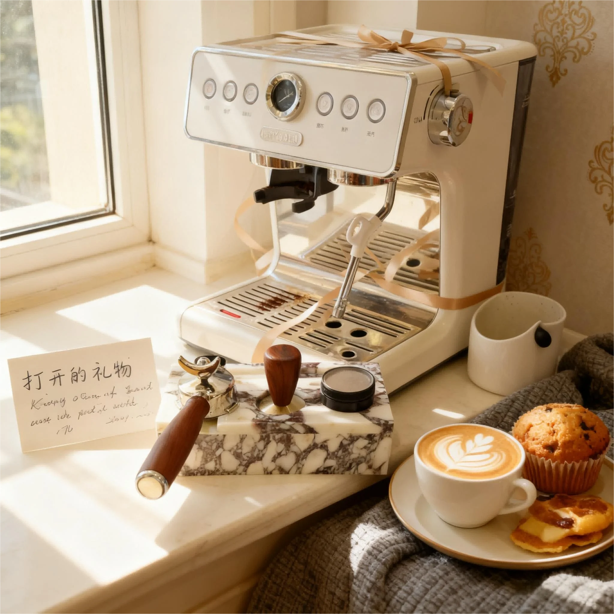 The Viola Calacatta Marble Espresso Tamping Station Block