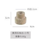 Yellow Onyx or Travertine Candle Holder - Minimalist Geometric Stone Pillar and Taper Candlestick