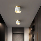 Artisanal Marble & Brass Flush Mount Ceiling Light