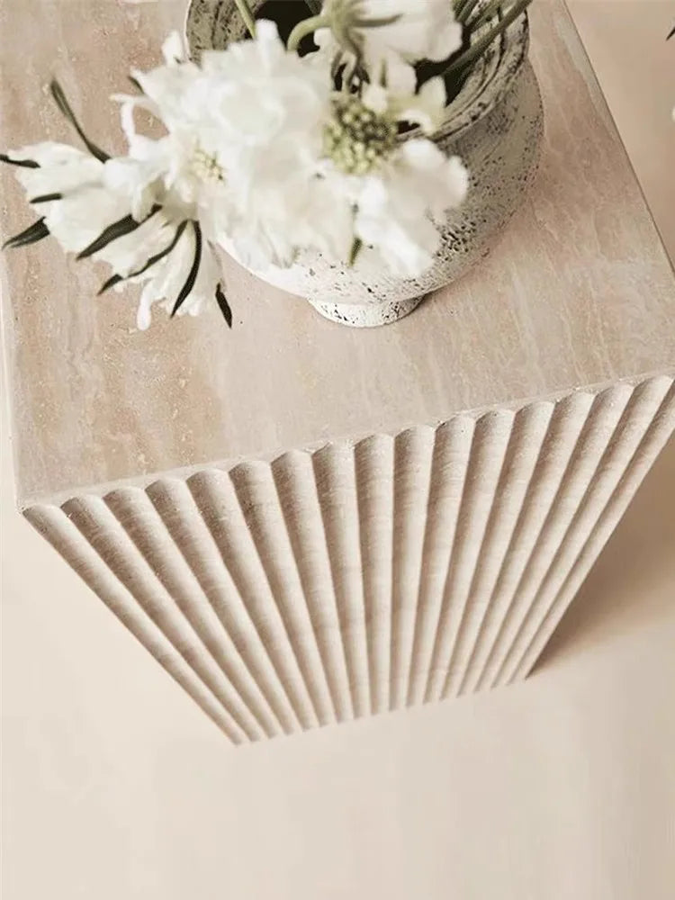 Fluted Travertine Pedestal