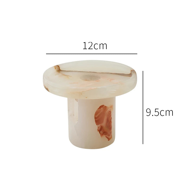Pedestal Stone Candle Holder - Carrara Marble, Onyx, Ariston, & Nero Marquina Pillar Stand