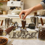 The Viola Calacatta Marble Espresso Tamping Station Block