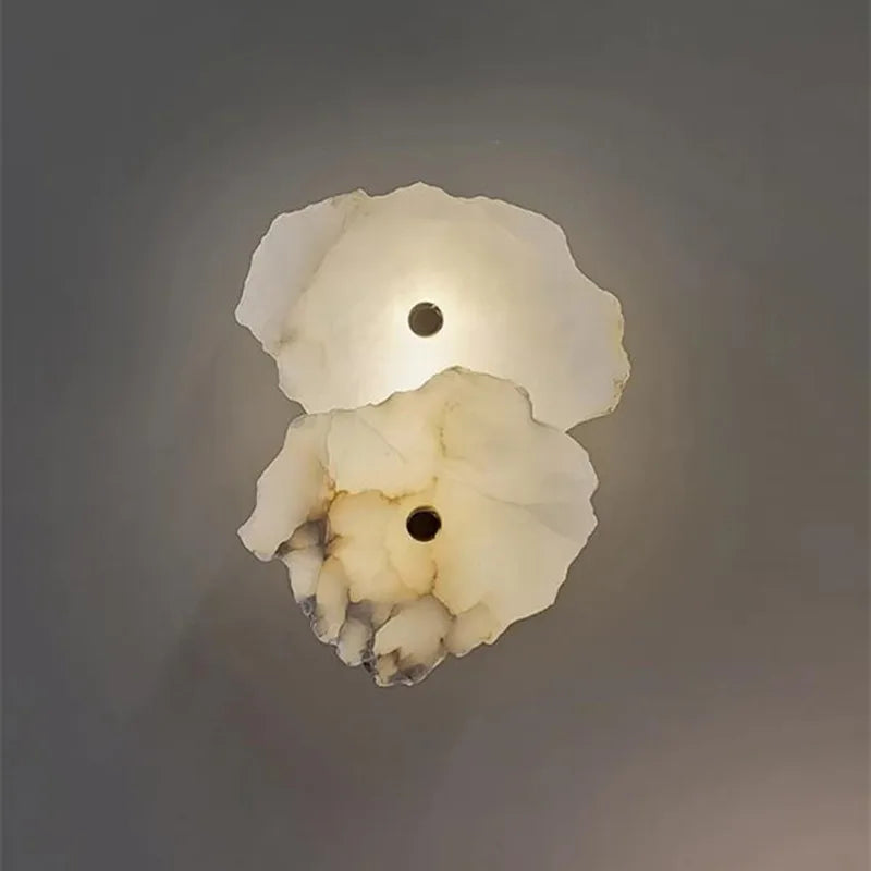 Hand-Carved Raw-Edge Translucent Marble Sconce