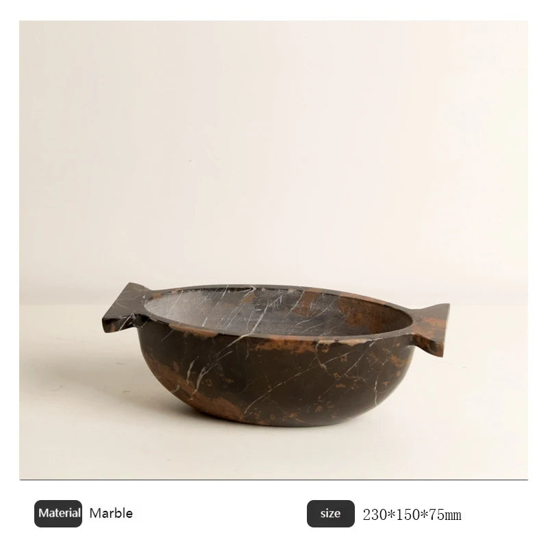Sculptural Marble Handle Bowl