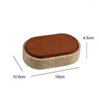 Vintage Artisan Stone Valet Tray with Leather Lid