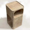 The Hollow Monolith – Hand-Carved Travertine Nightstand & Side Table