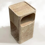 The Hollow Monolith – Hand-Carved Travertine Nightstand & Side Table