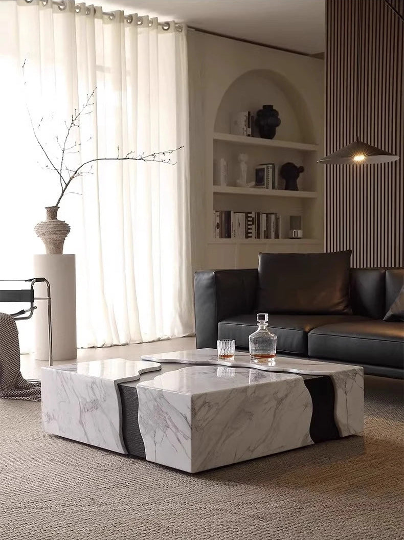 The Canyon Arabescato Marble Square Coffee Table