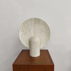 Sculptural Marble Halo Table Lamp - Calacatta Viola, Travertine, & Arabescato Stone Sconce