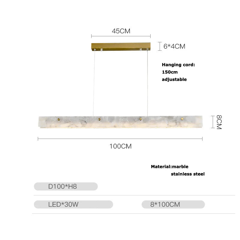 Alabaster Marble Linear Pendant Chandelier
