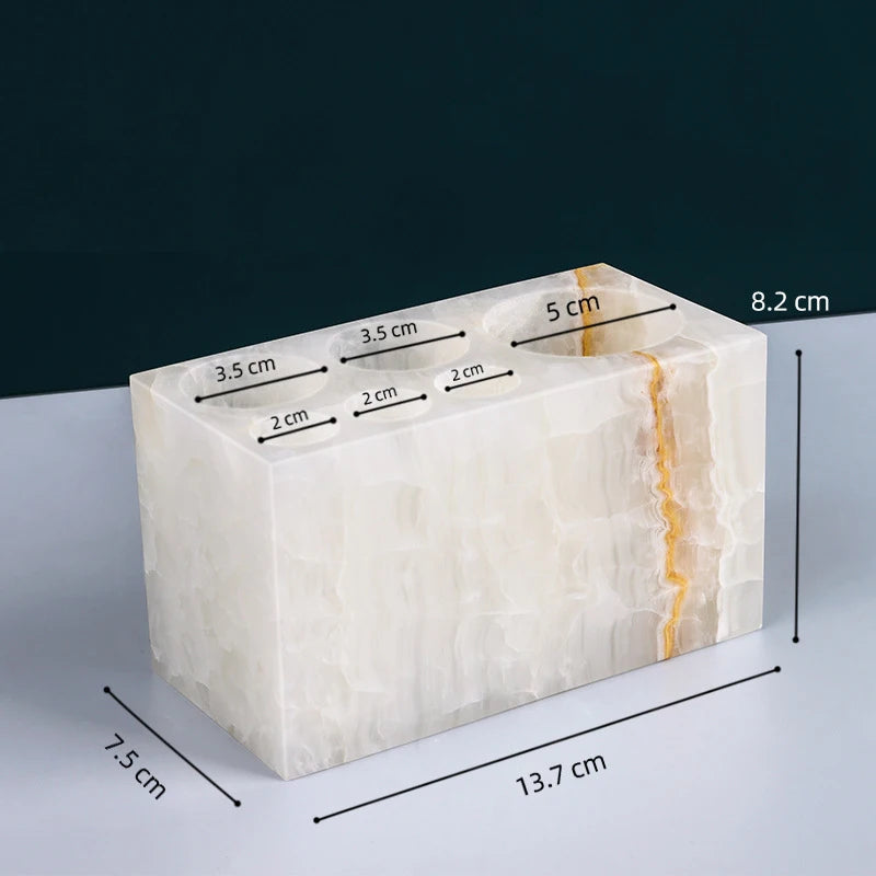 The Monolith Vanity Organizer – Hand-Carved Solid Marble