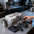The Viola Calacatta Marble Espresso Tamping Station Block
