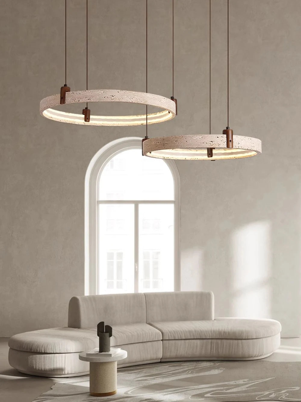 The Aurelia Travertine Ring Pendant Chandelier